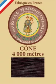 Fil Au Chinois leatherwork polycotton thread size 50/3 - 4 000m cone - Col. 369  Soil  