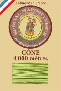 Fil Au Chinois leatherwork polycotton thread size 50/3 - 4 000m cone - Col. 455  Light green  