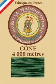 Fil Au Chinois leatherwork polycotton thread size 50/3 - 4 000m cone - Col. 767  Green   