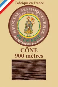 Fil Au Chinois leatherwork polycotton thread size 28/2 - 900m cone - Col. 276 Brown 