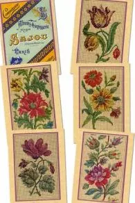 Sechs Sajou Postkarten Gobelin Petit Point Neue Serie 104