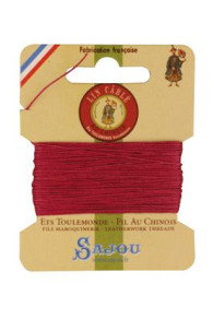 Fil Au Chinois waxed cable linen size 432 - Colour 190 Rosewood on Sajou 10-metre card