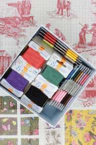Inhalt der Sajou-Kreuzstichpackung Toiles de Jouy