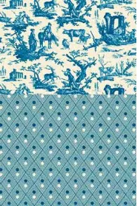Sajou Plaisirs de la Campagne blue fabric with coordinate