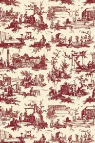 Sajou Toile de Jouy Travaux de la Manufacture Bordeaux Hauptmotiv 100 % Baumwolle 150 cm breit 