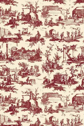 Sajou Toile de Jouy Travaux de la Manufacture Bordeaux Hauptmotiv 100 % Baumwolle 150 cm breit 