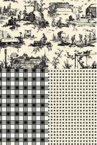 Sajou Toile de Jouy Travaux de la Manufacture in Schwarz mit Kombistoffen