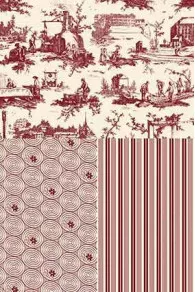 Sajou Travaux de la Manufacture bordeaux fabric with coordinates