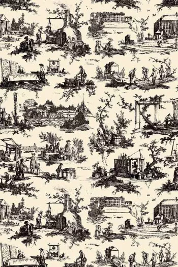 Sajou Travaux de la Manufacture black fabric swatch main motif