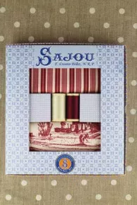 Sajou gift box Travaux de la Manufacture bordeaux fabrics and spools