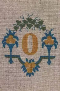 Sajou letter O flower vases traditional embroidery print