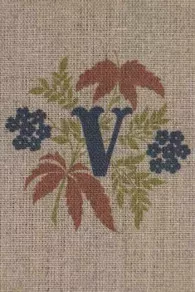 Sajou letter V forget-me-nots traditional embroidery print