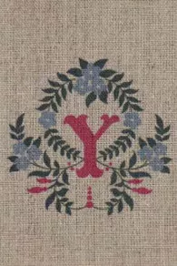 Sajou letter Y periwinkles traditional embroidery print