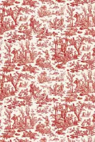 Sajou Toile de Jouy Offrande à l'Amour Miniatur in Rot 100 % Baumwolle 150 cm breit 