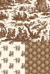 Sajou L'Abreuvoir toile de Jouy brown fabric with two coordinates