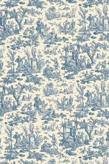 Fat Quarter Toile de Jouy Sajou Offrande à l'Amour in Blau 