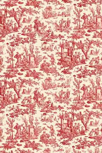 Sajou red miniature Offrande à l'Amour fabric 100% cotton width 150cm