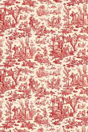 Toile de Jouy - 50 x 75cm Offrande à l'Amour Miniatur in Rot