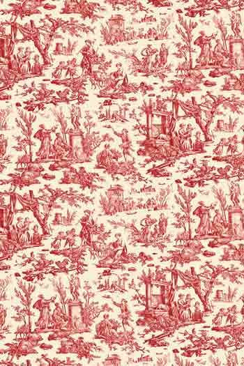 Sajou Fat Quarter Toile de Jouy Offrande à l'Amour Miniatur Rot beschichtet Sajou Fat Quarter Toile de Jouy Offrande à l'Amour Miniatur Rot beschichtet