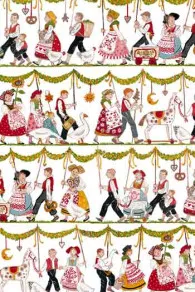 Coupon tissu Sajou Farandole alsacienne motif principal