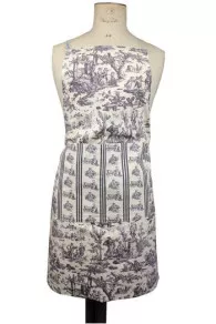 Sajou apron Offrande à l'Amour grey motif with floral motif pocket