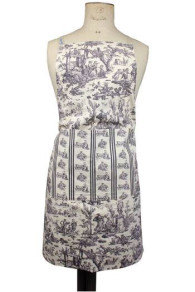 Sajou Schürze Toile de Jouy Offrande à l'Amour Grau mit aufgesetzter Tasche aus Kombistoff 1