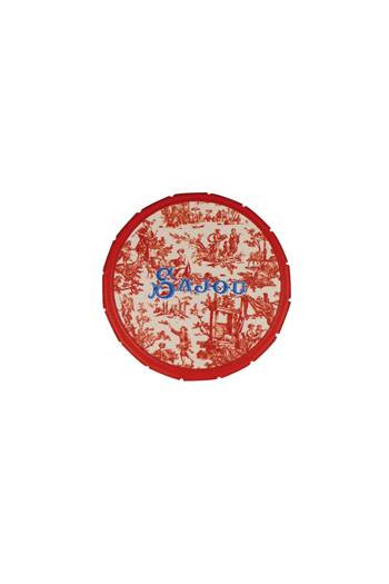 Kleine Sajou Klick-Dose aus rotem Metall Toile de Jouy Rot