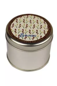 Sajou round storage box printed with our Iris and Narcissus motif closed