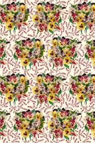 Coupon de tissu Sajou fleuri Bouquets de Pensées