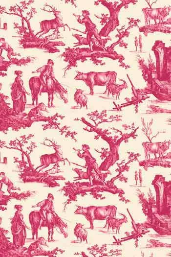 Sajou Fat Quarter Toile de Jouy Rosa Plaisirs de la Campagne Hauptmotiv beschichtet