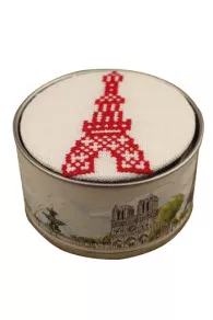 Sajou Cross stitch kit box to embroider Eiffel Tower off white