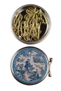 2 Metalldöschen im Set Toile de Jouy Stecknadeln