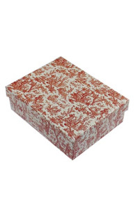 Sajou empty sewing box red Toile de Jouy closed