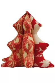 Sajou Nähset für einen Tannenbaum in 3D aus roter Toile de Jouy und Damas Stoff in Rot