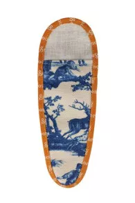 Back of Sajou scissor case size L blue Toile de Jouy orange bias