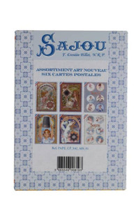 Six cartes postales thème mercerie Sajou motifs Art Nouveau en pochette