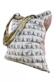 Tote bag Sajou vue panoramique et petits arbres - Paris - côté motif principal