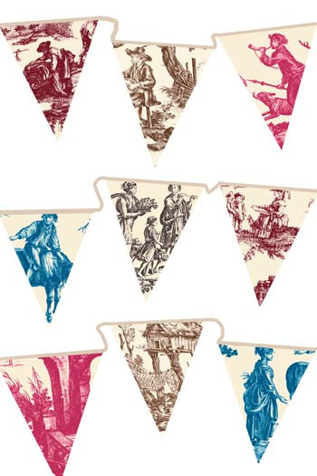 Sajou Nähpackung Wimpelkette aus Toile de Jouy Stoffen 