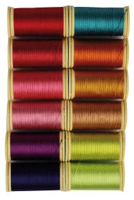 Twelve colours in Fil Au Chinois perlé silk thread assortment - bright tones