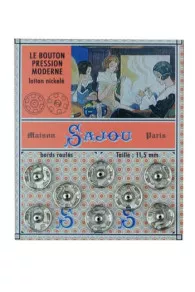 Sajou card of 8 nickel-plated press fastener buttons 11,5 mm on orange vintage style card