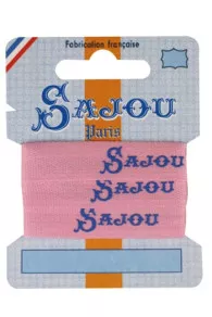 100% cotton pink ribbon dark blue Sajou logos