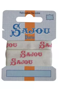 Webband Sajou Logos Rosa 11 mm breit 100 % Baumwolle