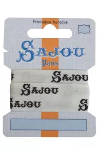 11 mm cotton ribbon ecru base black Sajou motif