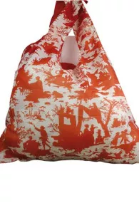 Sajou folding shopping bag Toile de Jouy Offrande à l'Amour red shadows