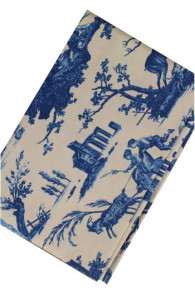 Presentation Sajou Plaisirs de la campagne blue fabric swatch main motif