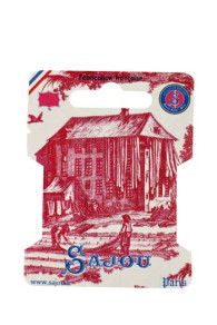 Sajou ribbon and thread storage card - Toile de Jouy motif - Whitening