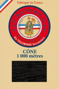 Matt twisted linen 12/3 on 1000m cones colour 180 Black Fil Au Chinois