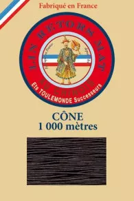 Matt twisted linen 12/3 on 1000m cones colour 901 Dark brown Fil Au Chinois