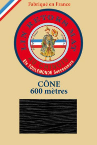 Matt twisted linen 12/5 on 600m cones colour 180 Black Fil Au Chinois