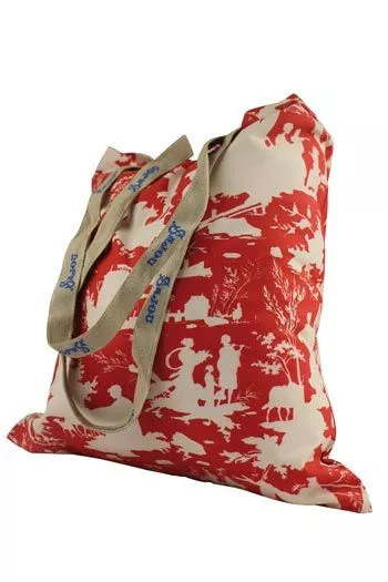 Sajou tote bag red toile de Jouy - ecru shadows side Sajou tote bag red toile de Jouy - ecru shadows side
